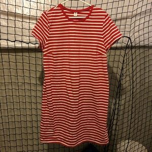 Old Navy red & white striped shirt dress